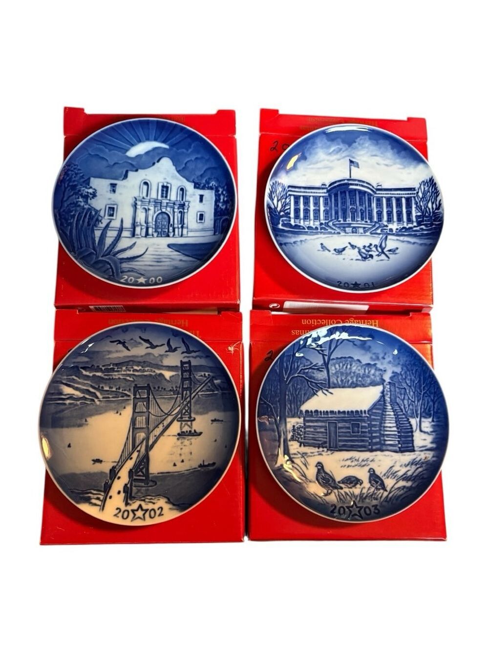 Bing & Grondahl Vintage American Christmas Heritage Collector Plates Blue White